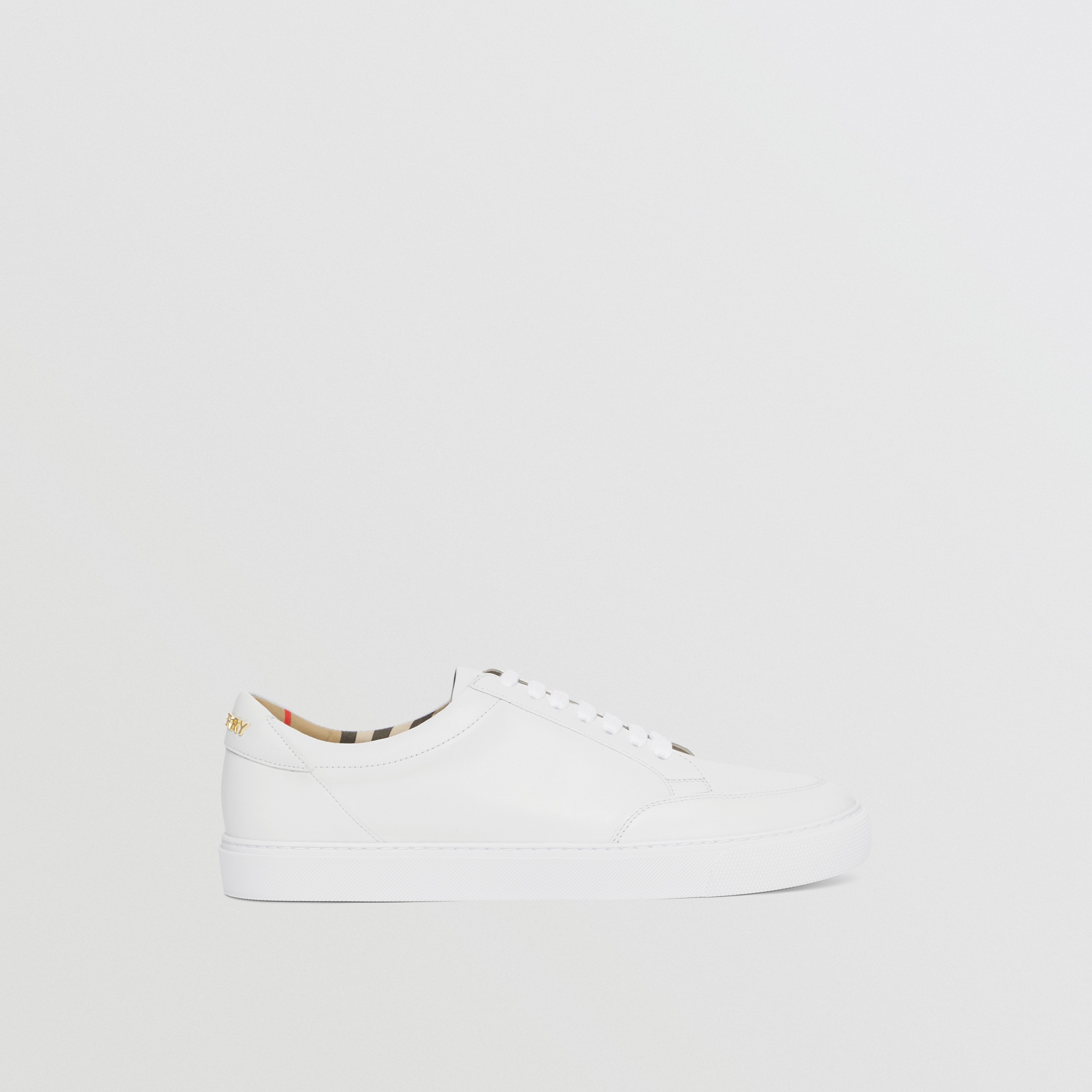 Logo Detail Leather Sneakers in White - Women | Burberry® Official - 1