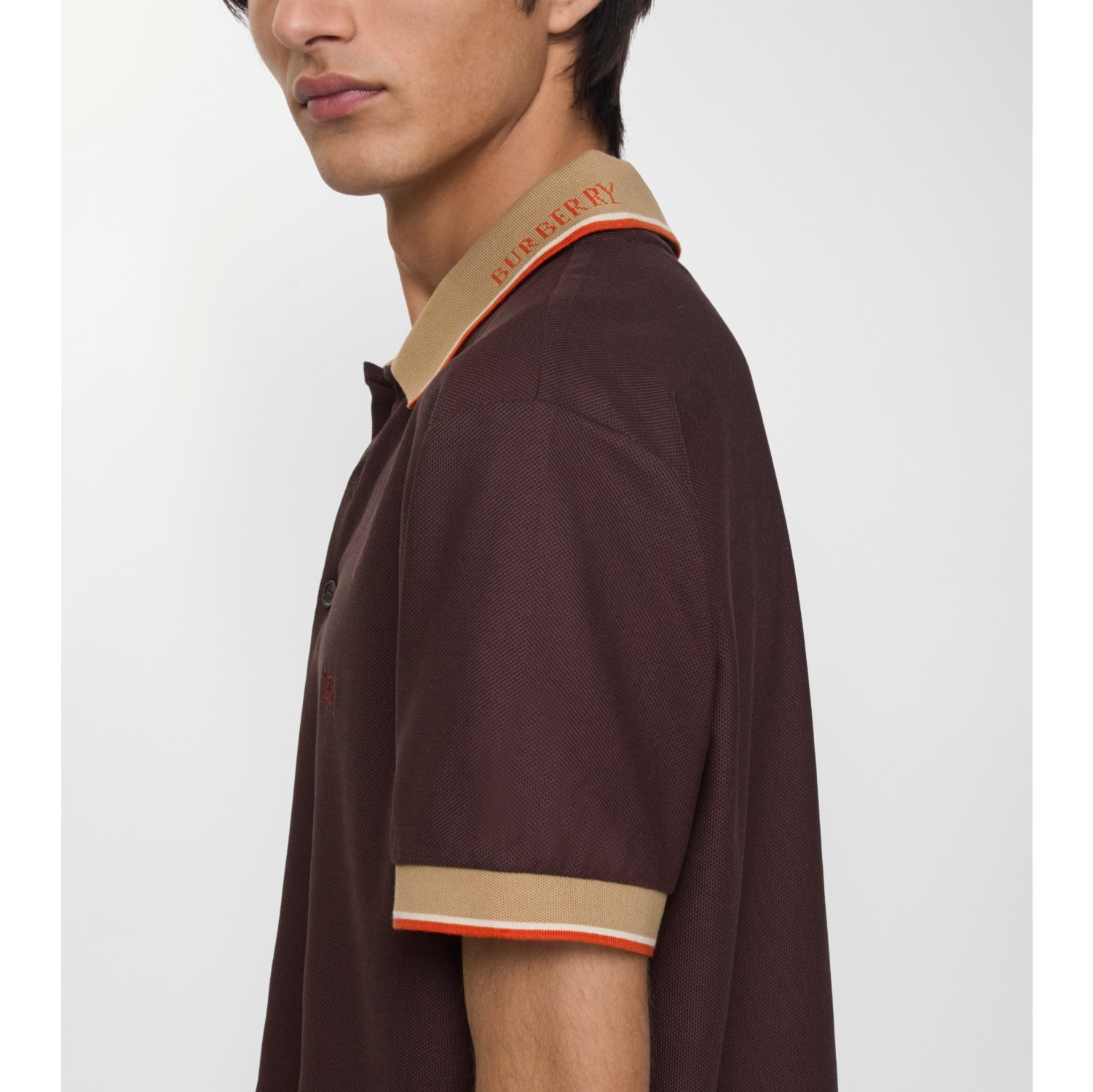 Logo Collar Cotton Polo Shirt in Wine red - Men | Burberry® Official