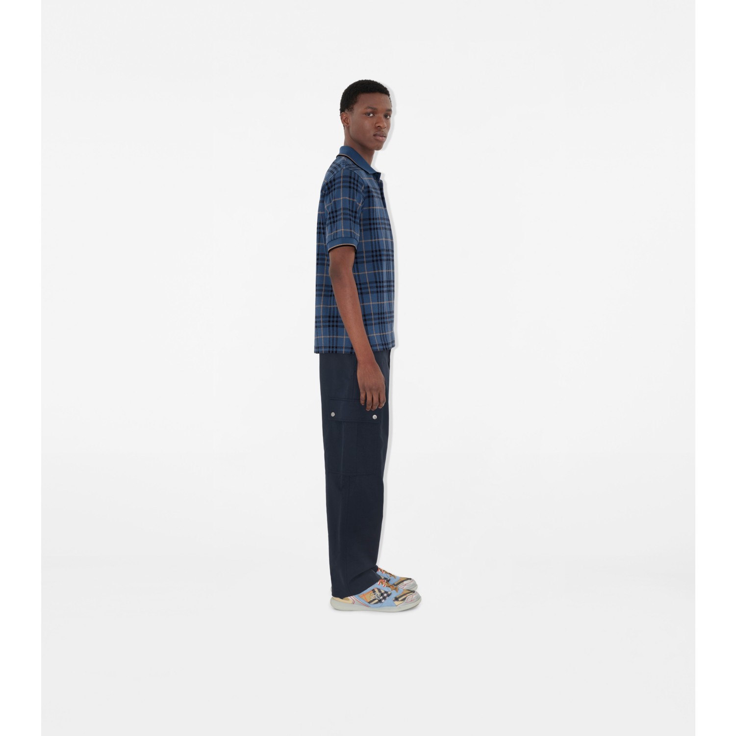 Baumwoll-Poloshirt in Check