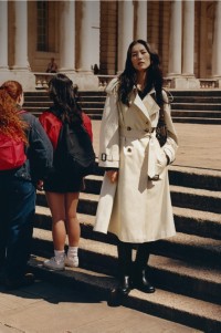 Shot of model Liu Wen Burberry Trench Coat and Black Boots