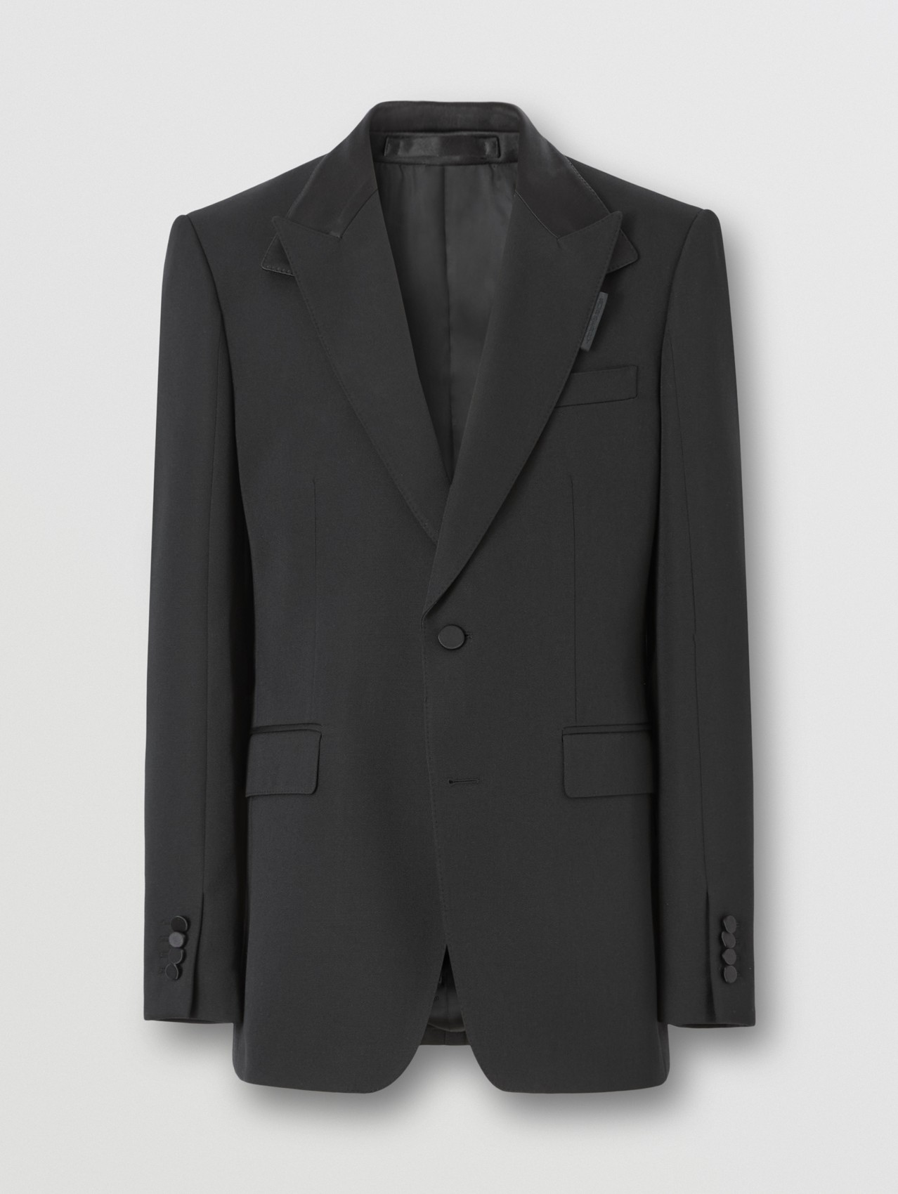 Silk Satin Collar Grain de Poudre Tailored Jacket in Black