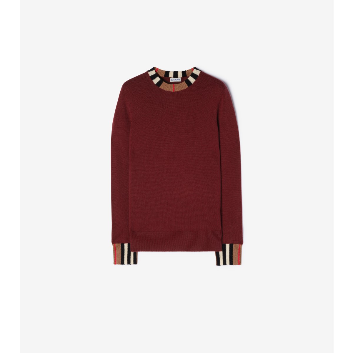  Stripe Icon Trim Wool Cashmere Sweater