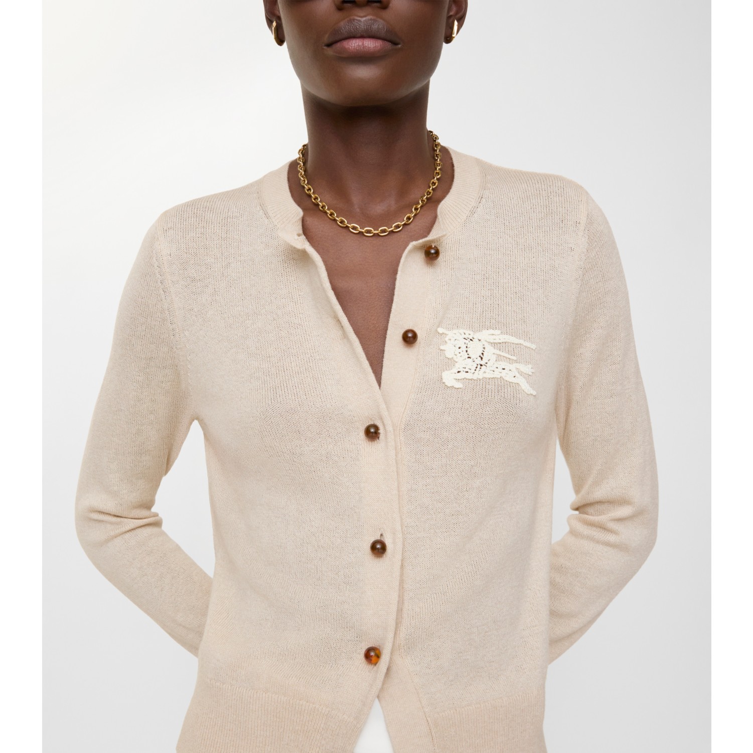 EKD Cotton Wool Cardigan in Easel beige - Women, Lace | Burberry® Official