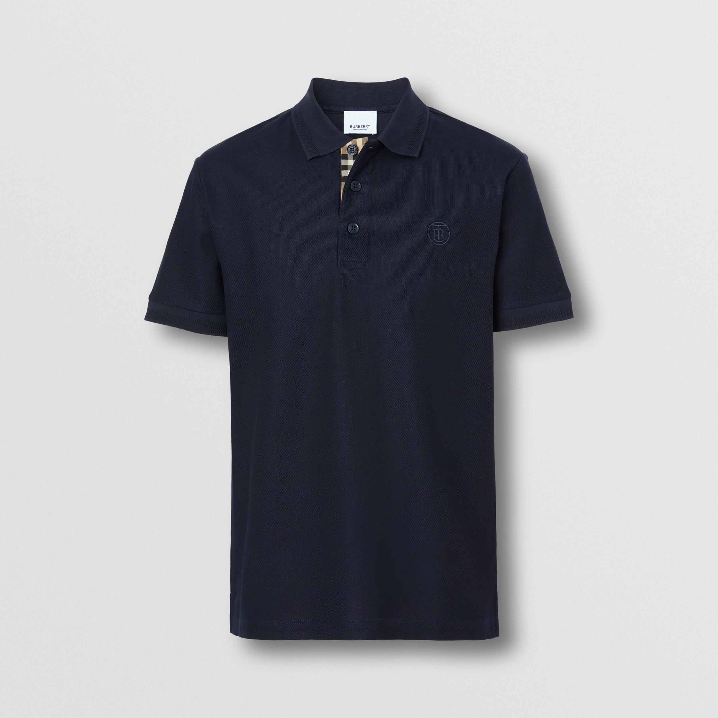 Camisa polo de algodão piquê com estampa de monograma (Azul Carvão) - Homens | Burberry® oficial - 4