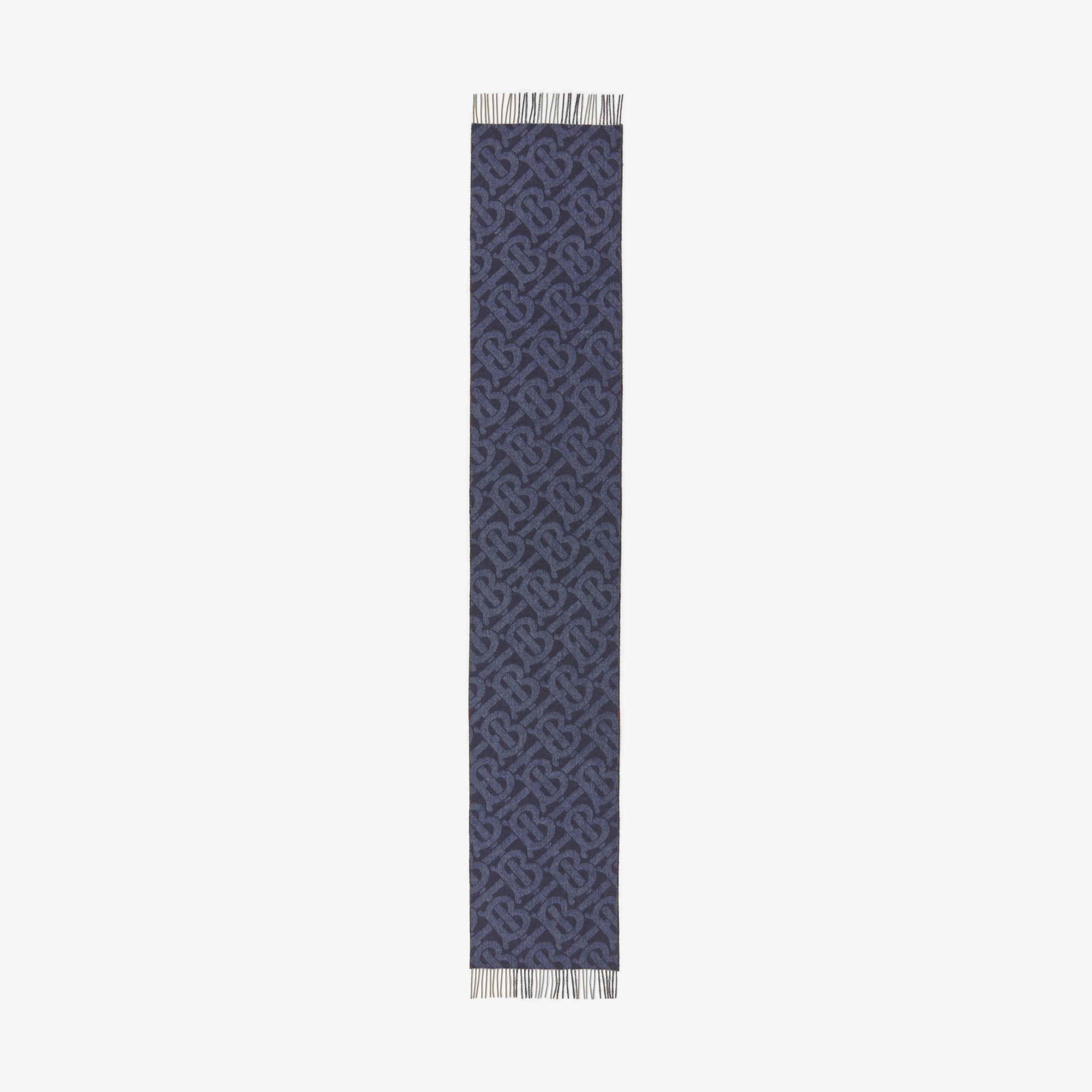 Sciarpa reversibile in cashmere con motivo tartan e motivo monogramma (Indaco) | Sito ufficiale Burberry® - 2