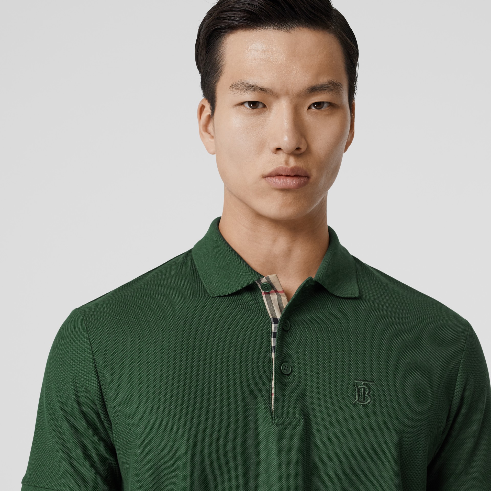Monogram Motif Cotton Piqué Polo Shirt in Dark Pine Green - Men ...