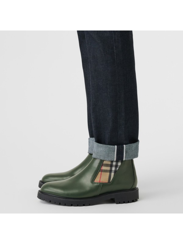 topshop square toe chunky chelsea boots in bottle green