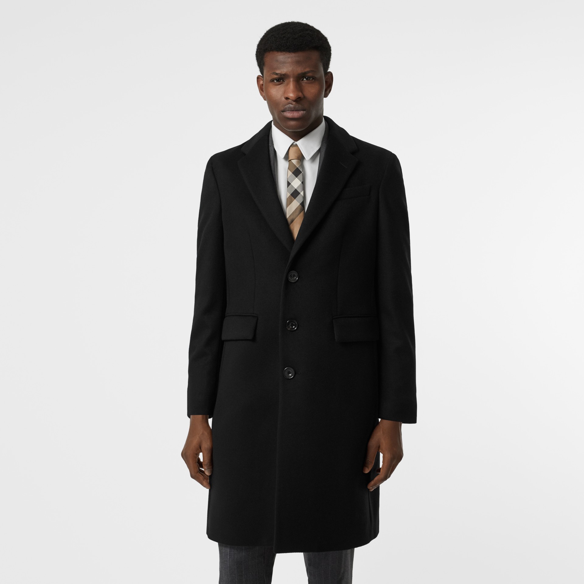Wool Cashmere Tailored Coat in Black - Men | Burberry United Kingdom