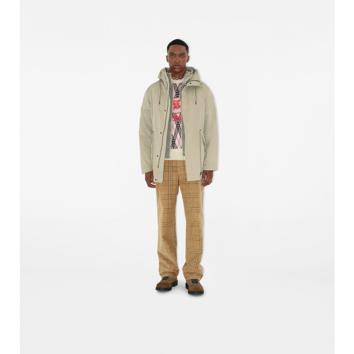  Check Detachable Warmer Nylon Blend Parka