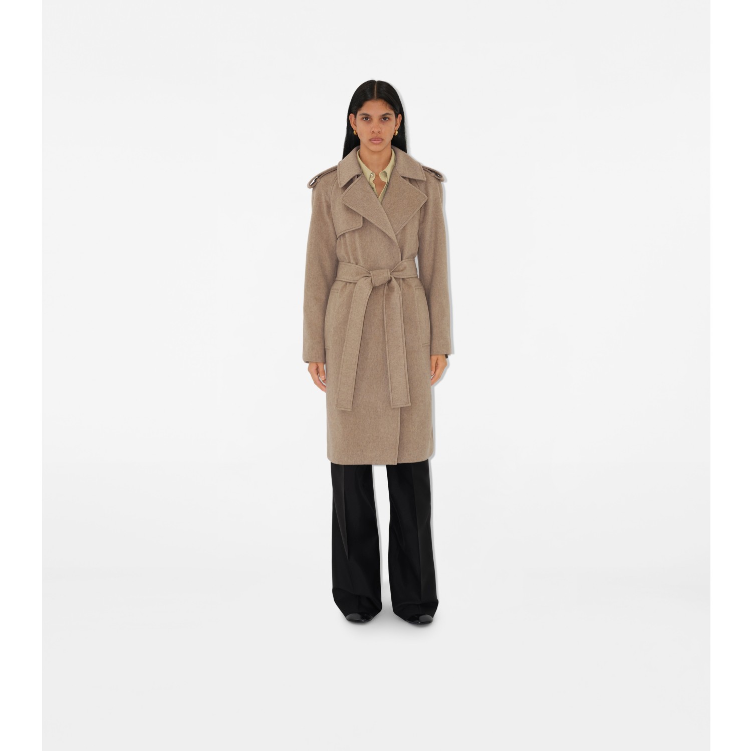 Cashmere Wrap Coat in Flax Women Burberry Official