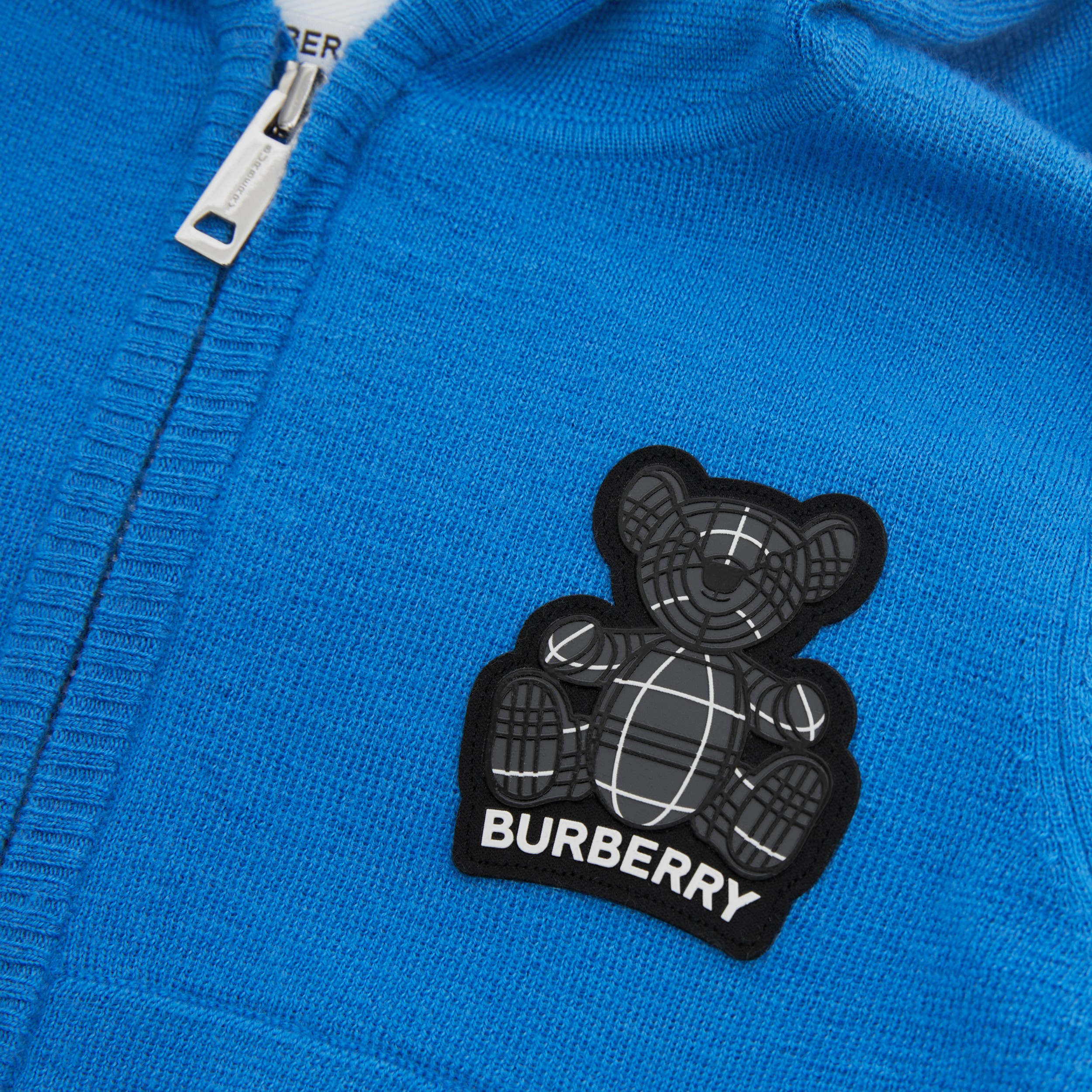 Blusa com capuz de cashmere com Thomas Bear (Azul Lona) - Crianças | Burberry® oficial - 2