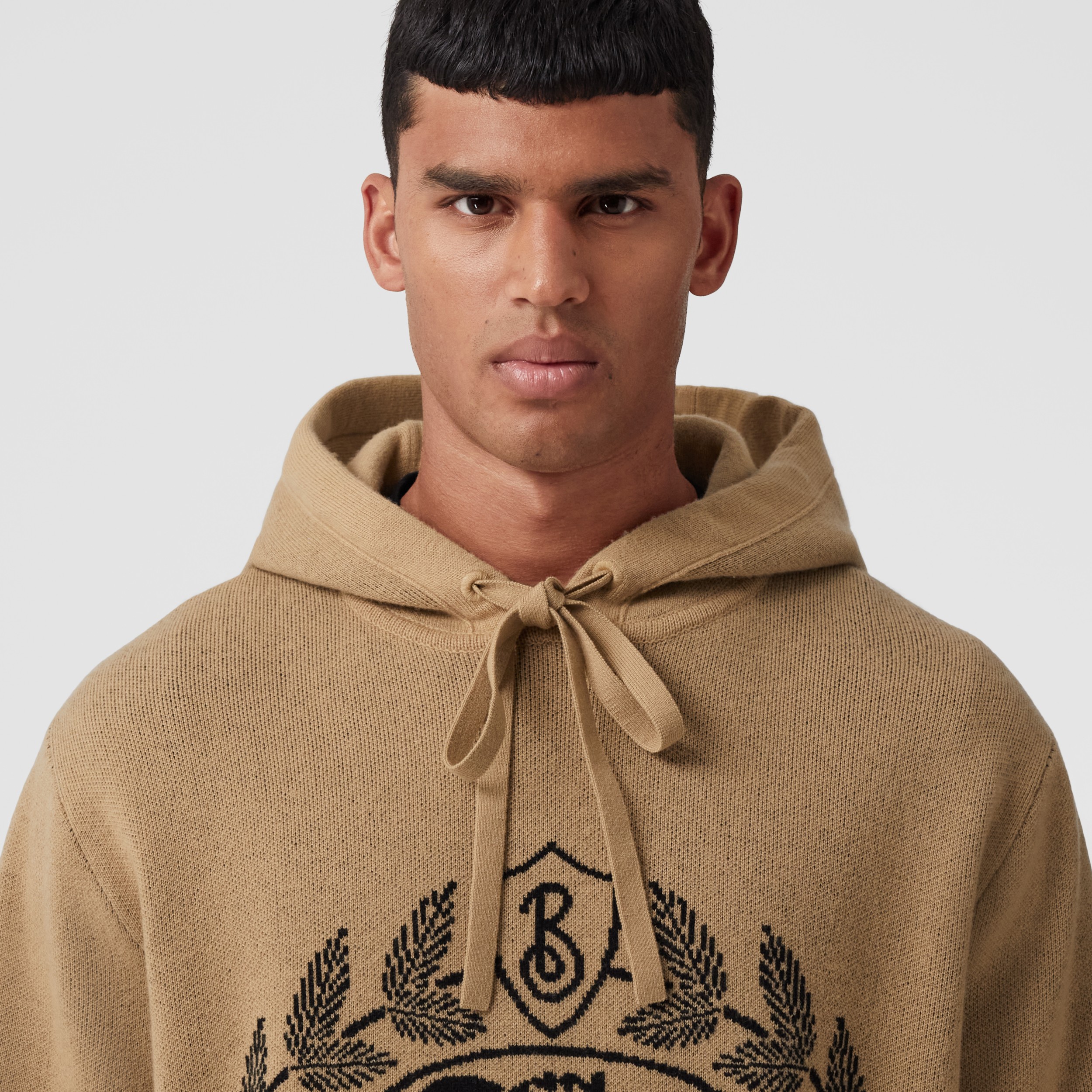 EKD Wool Jacquard Oversized Hoodie in Camel Men Burberry® Official