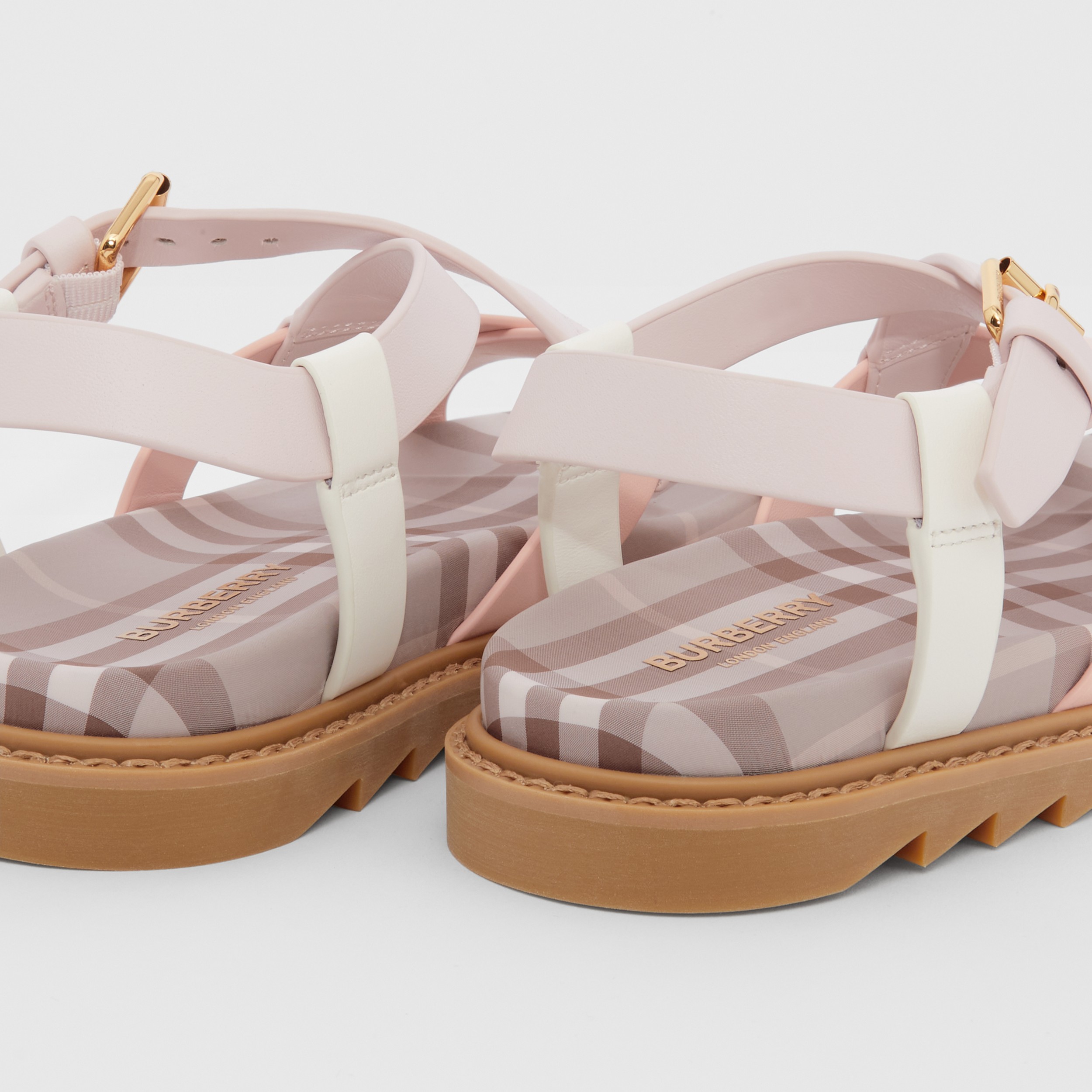 Sandalen aus Vintage Check-Gewebe und Leder (Puderrosa) - Kinder | Burberry® - 2
