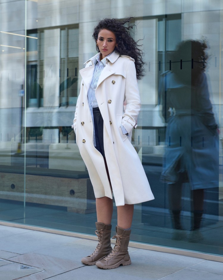 Long Cashmere Kensington Trench Coat in Ivory white - Women