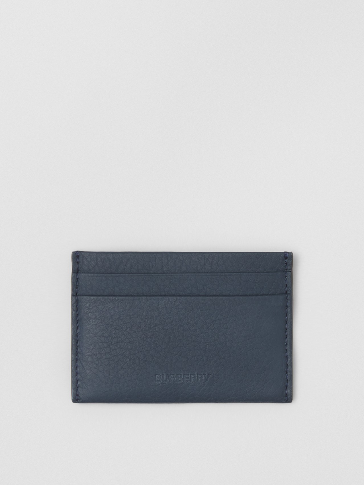 Grainy Leather Card Case in Ash Blue