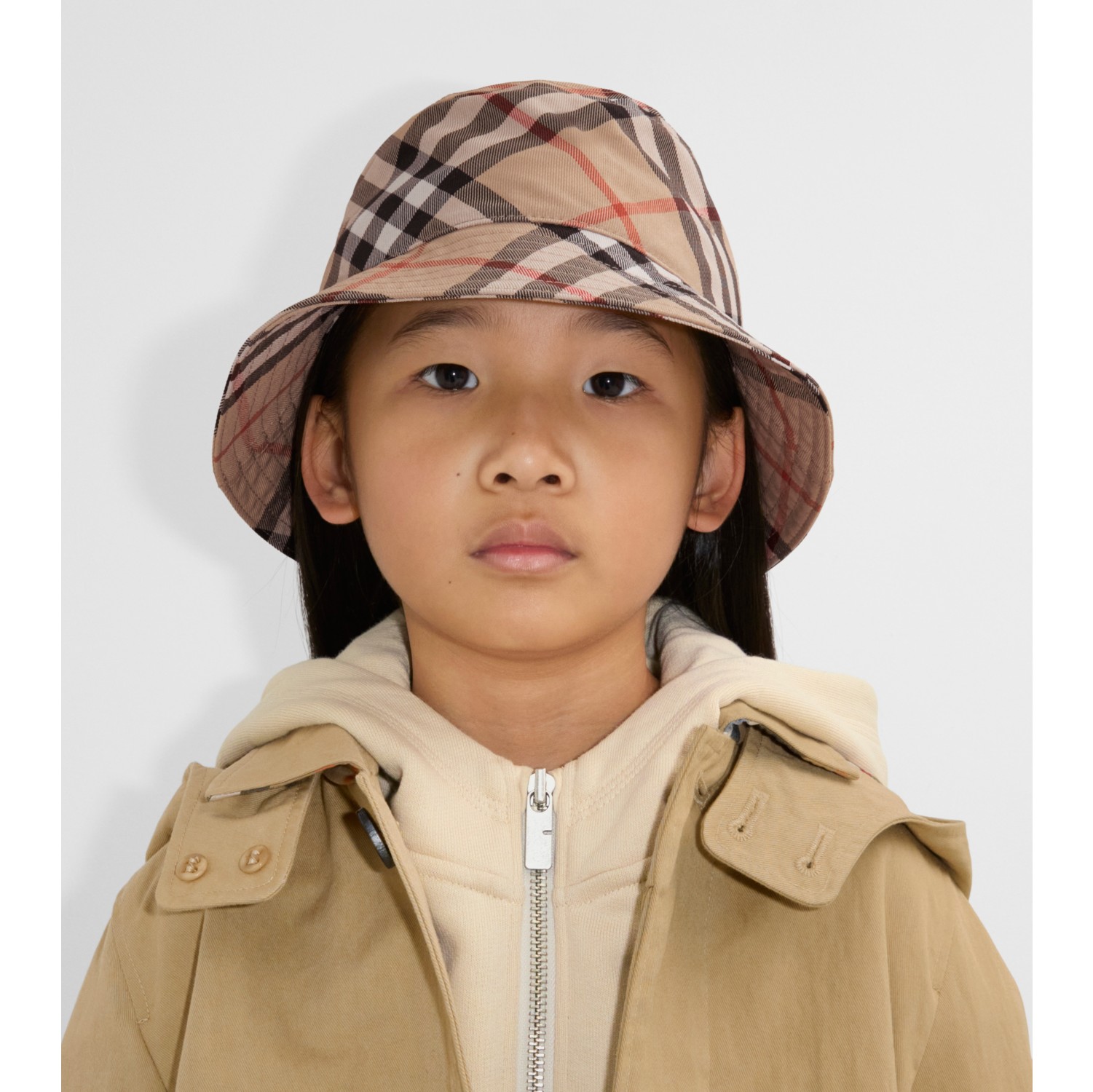 Check Bucket Hat in Sand Children Burberry Official