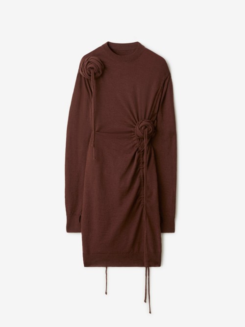 Burberry Rose Wool Sweater Dress In Brown