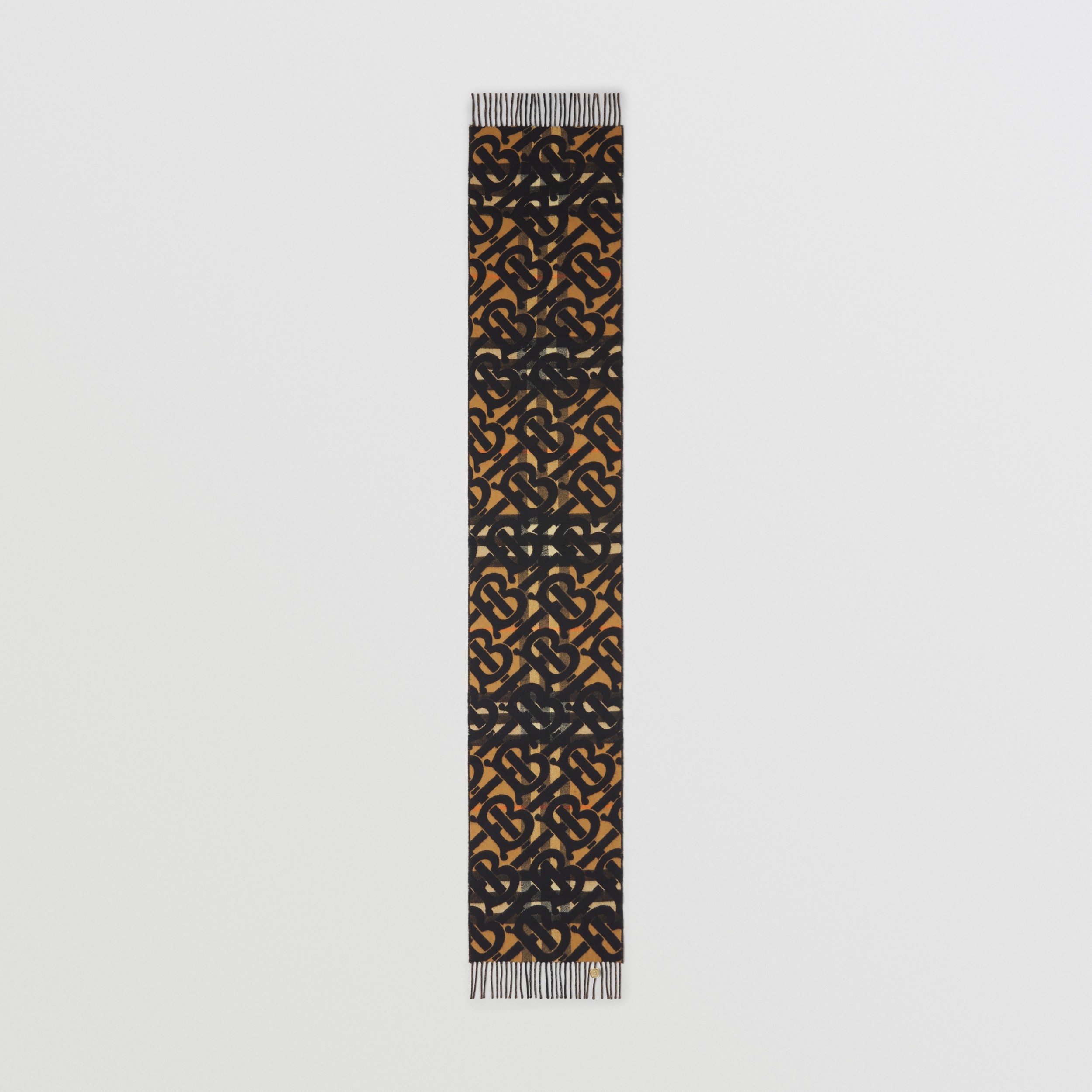 专属标识印花格纹羊绒围巾 (橘色) | Burberry® 博柏利官网 - 4