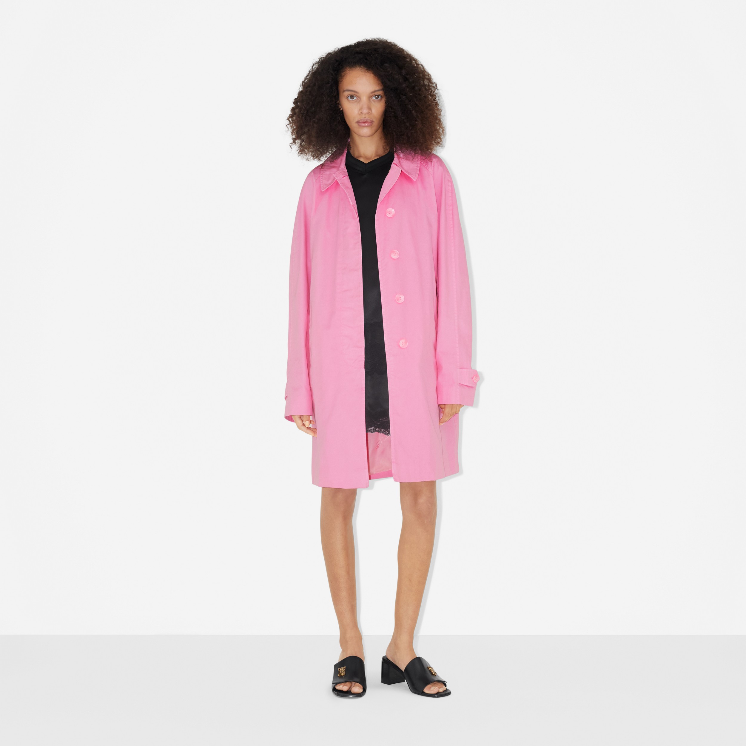 Cotton Gabardine Car Coat in Lotus Pink - Women | Burberry® Official - 2