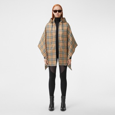 Vintage Check Silk Padded Cape in Archive beige Burberry Official