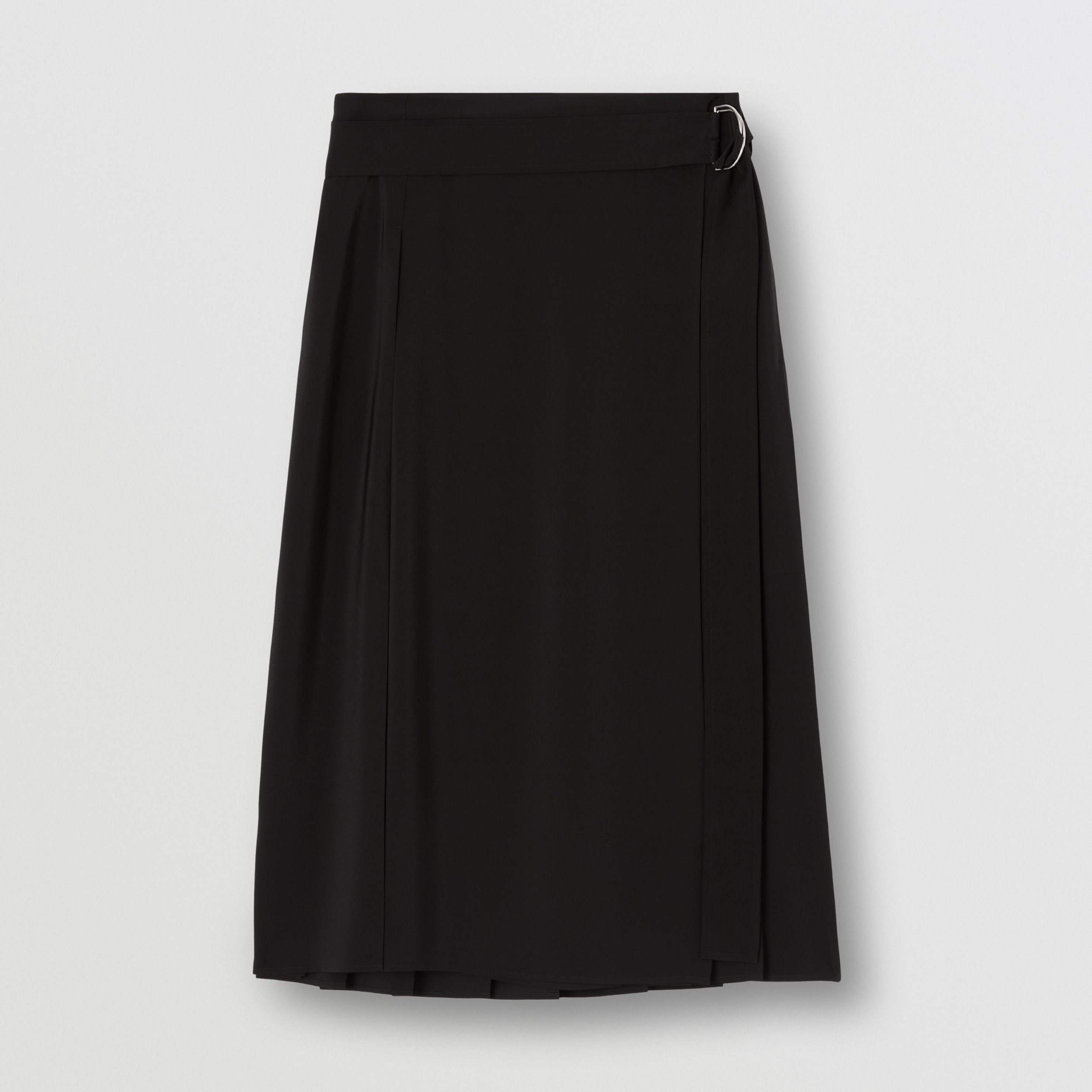 Pleated Silk Crepe de Chine Skirt in Black - Women | Burberry® Official - 1