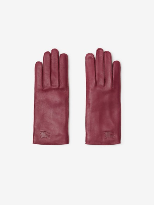 Burberry Leather Gloves In Purple