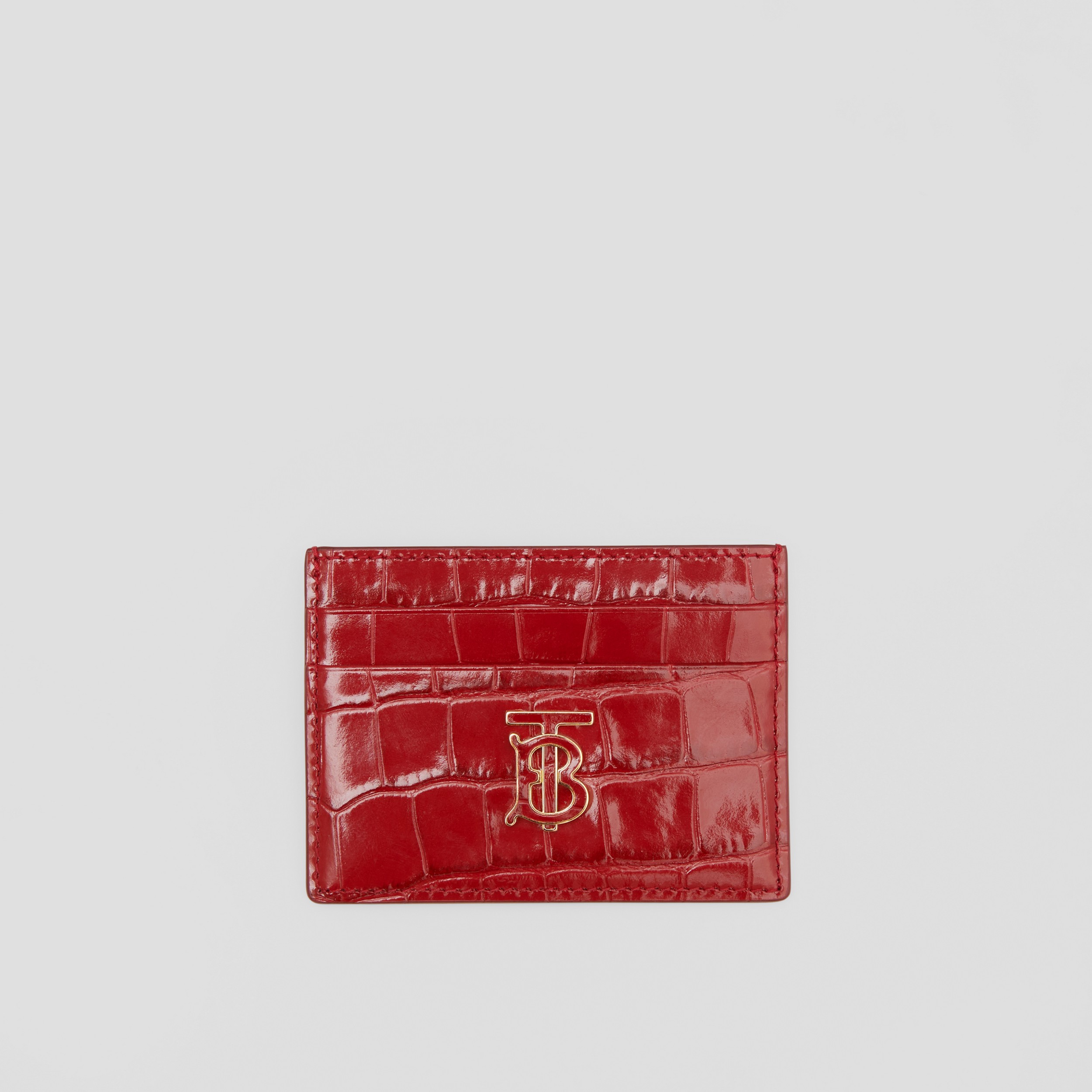 Embossed Leather TB Card Case in Dark Carmine - Women | Burberry® Official - 1