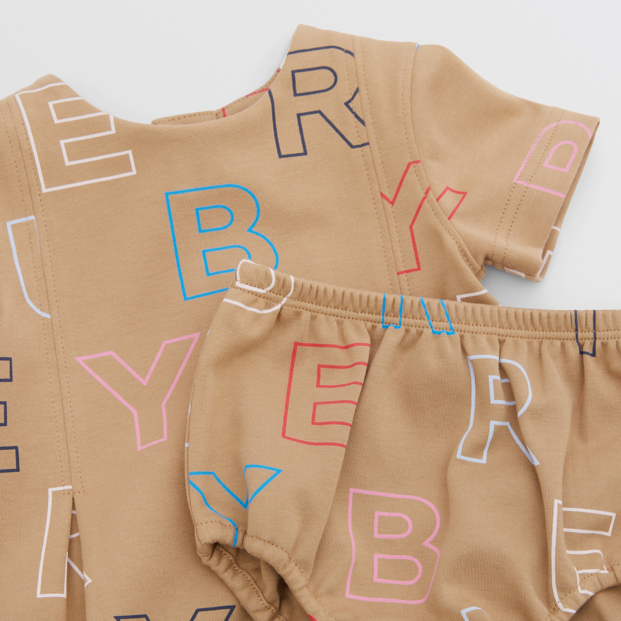 Vestido com estampa de logotipo e calcinha - Exclusividade online (Bege Clássico) - Crianças | Burberry® oficial - 2