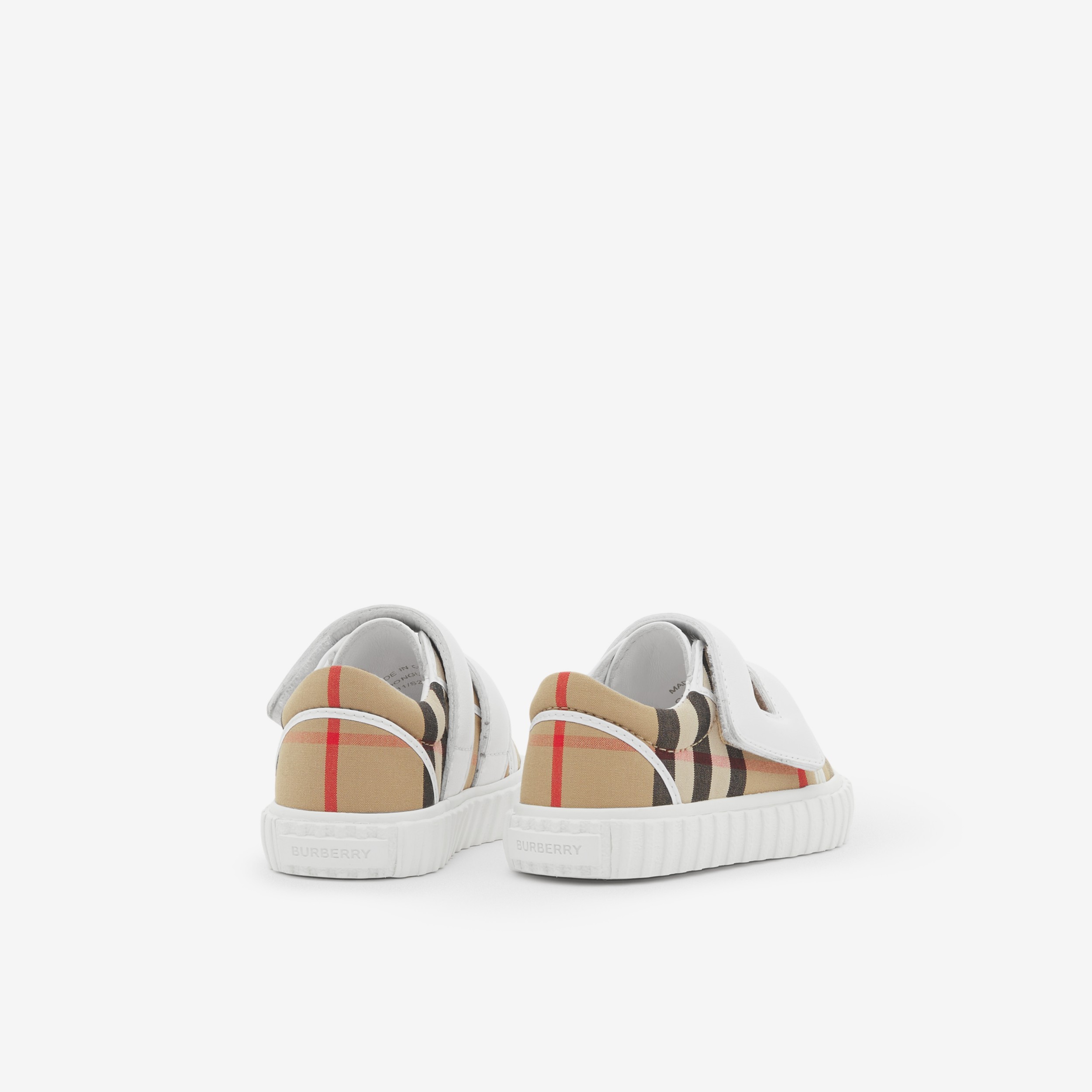 Vintage Check Cotton and Leather Sneakers in Archive Beige - Children | Burberry® Official - 3