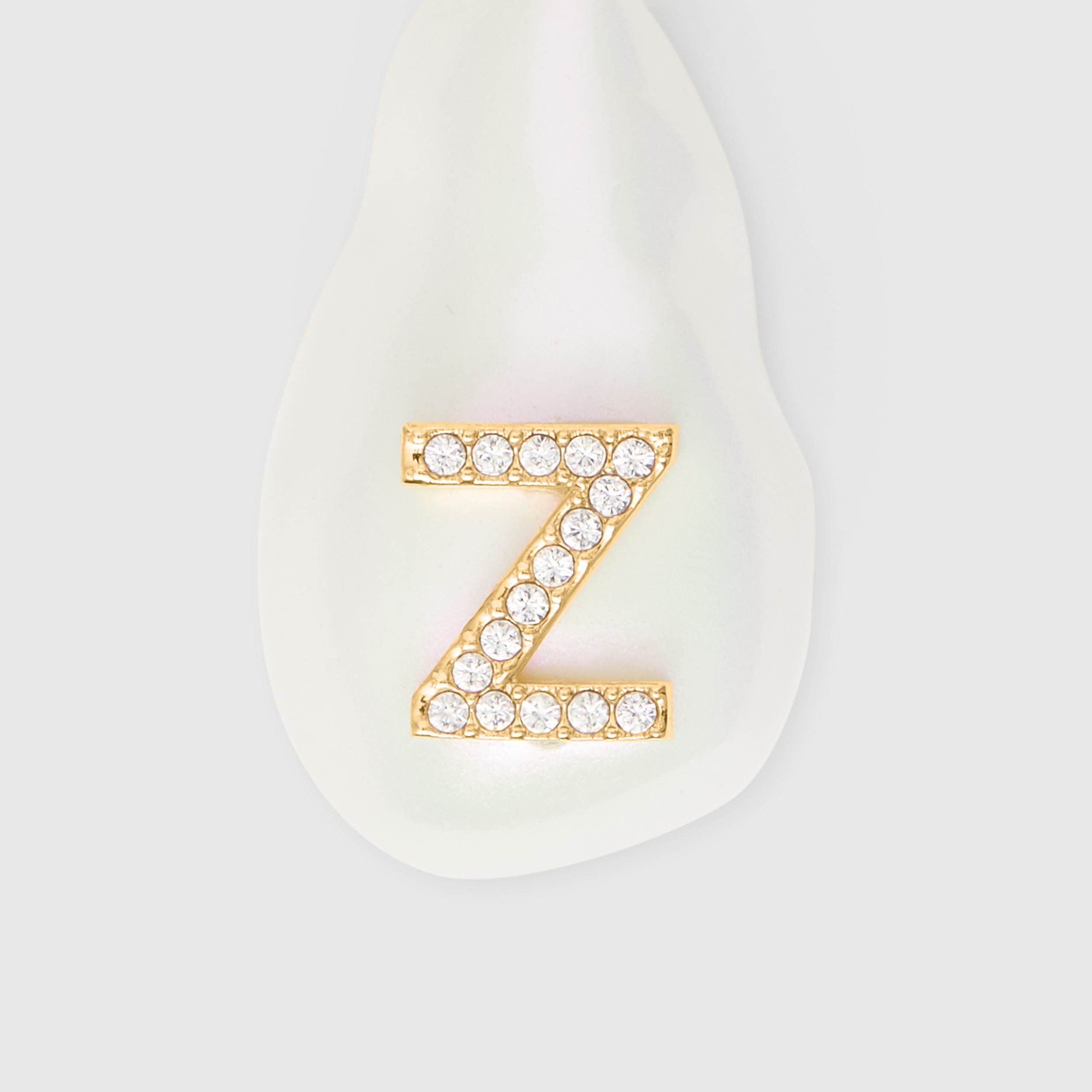 ‘Z’ Crystal and Resin Pearl Letter Charm – Online Exclusive in Light Gold/mother-of-pearl - Women | Burberry® Official - 2
