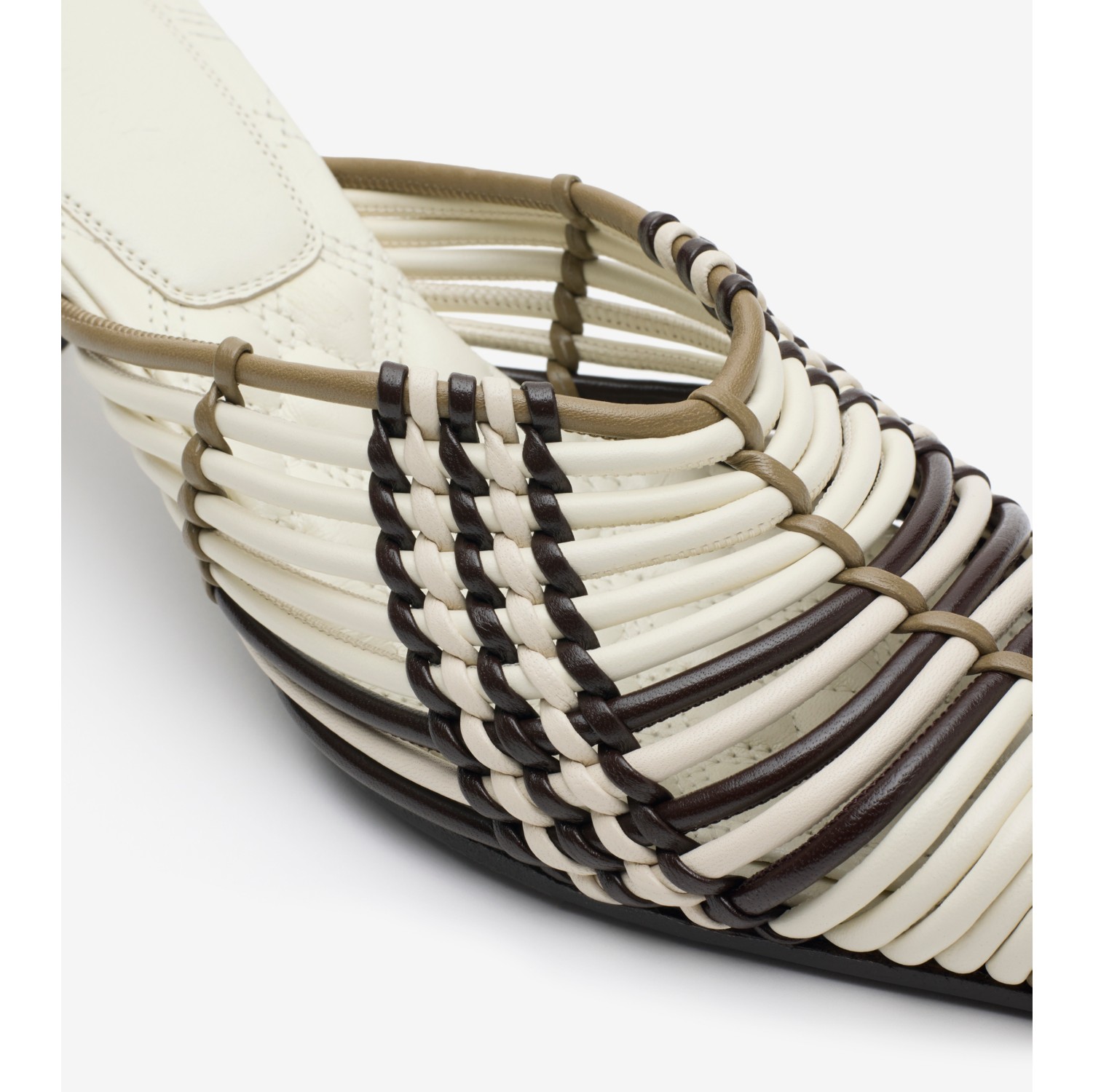 Check Woven Leather Cameo Mules