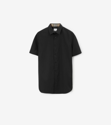 Chemise en coton stretch Noir Homme Site officiel Burberry