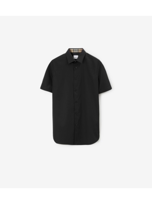 Shop Burberry Stretch Cotton Shirt In Black