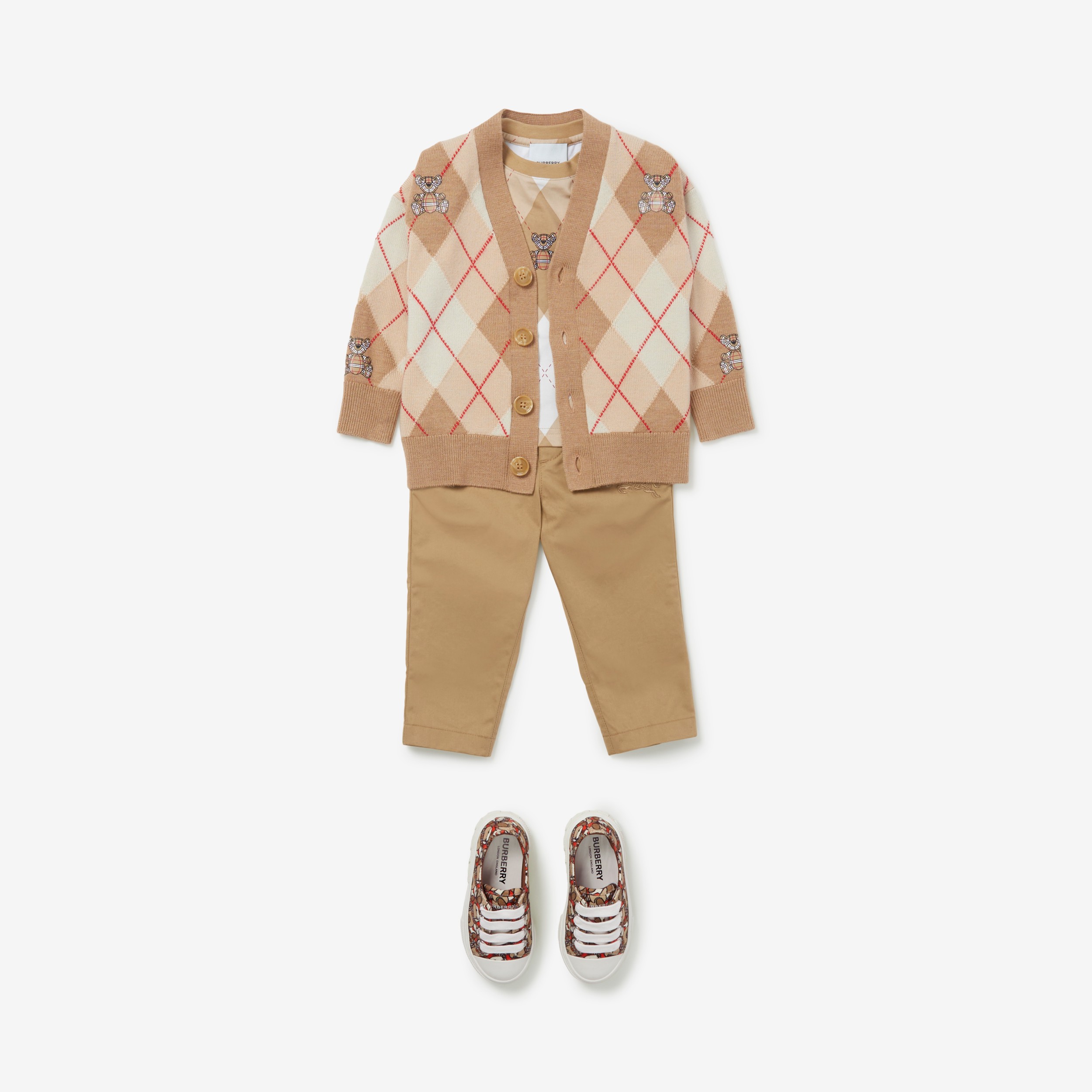 EKD Motif Cotton Twill Chinos in Archive Beige - Children | Burberry® Official - 3
