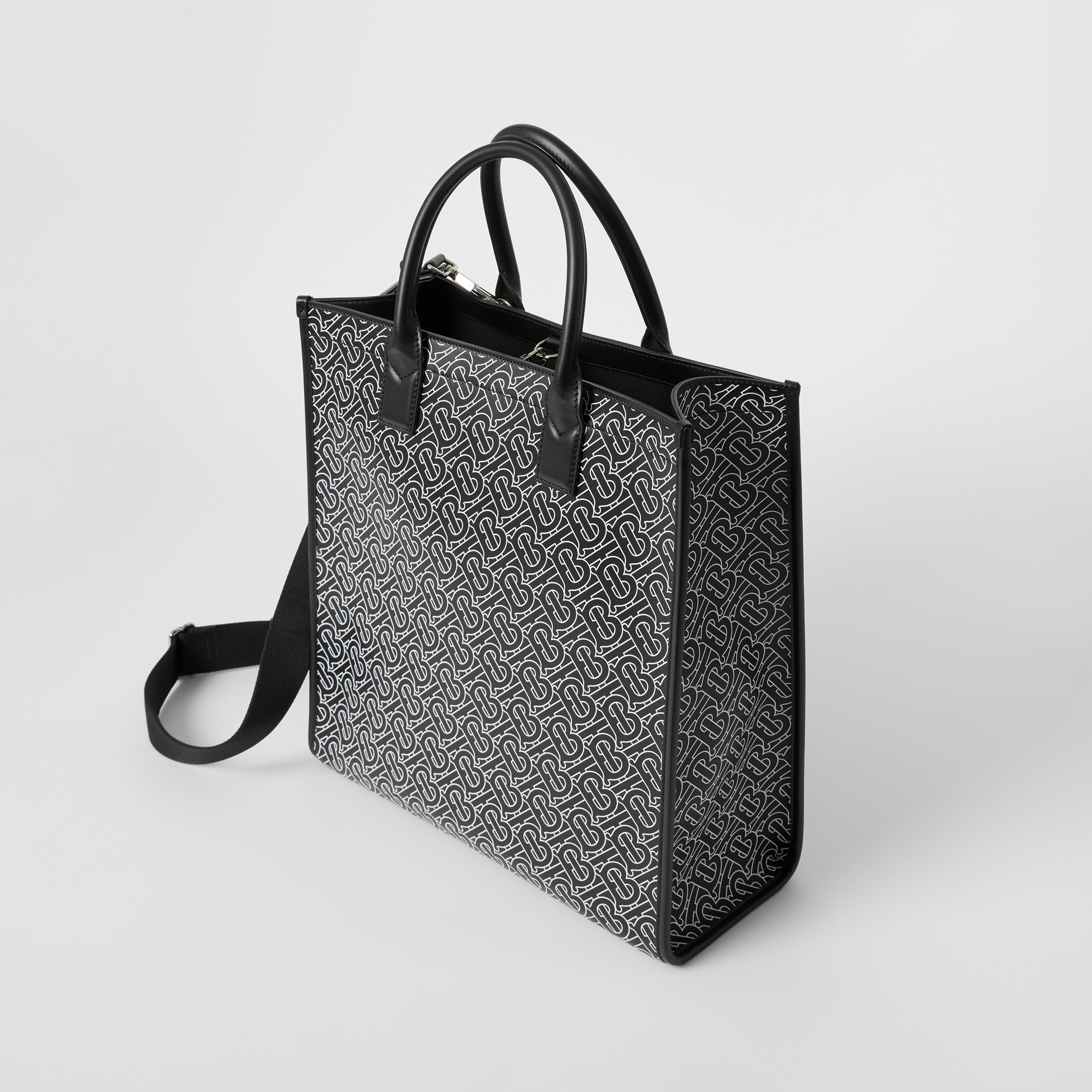 Monogram Print Leather Tote in Black/white - Men | Burberry® Official - 2