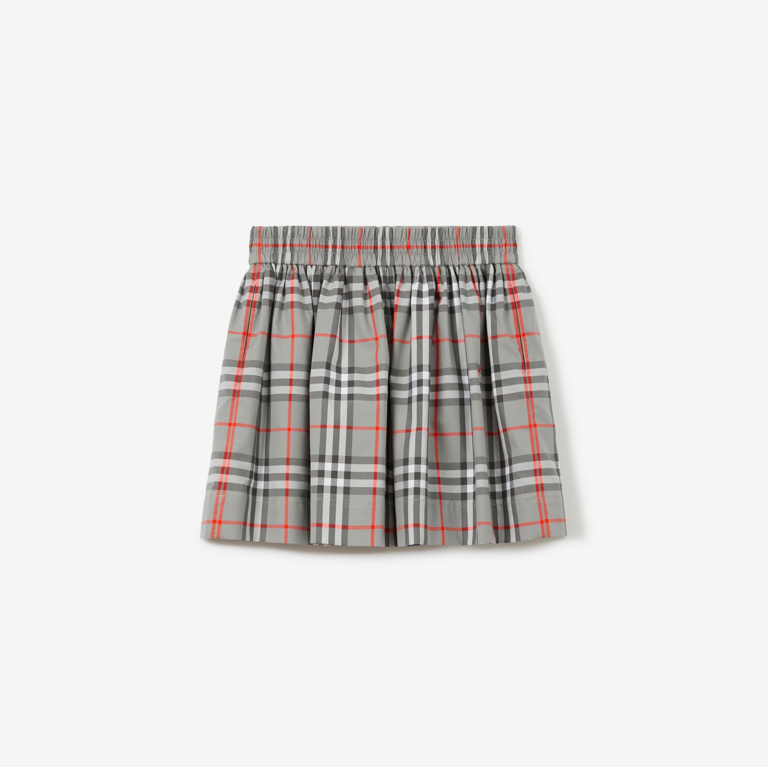 Check Stretch Cotton Skirt in Cool Charcoal Grey | Burberry® Official