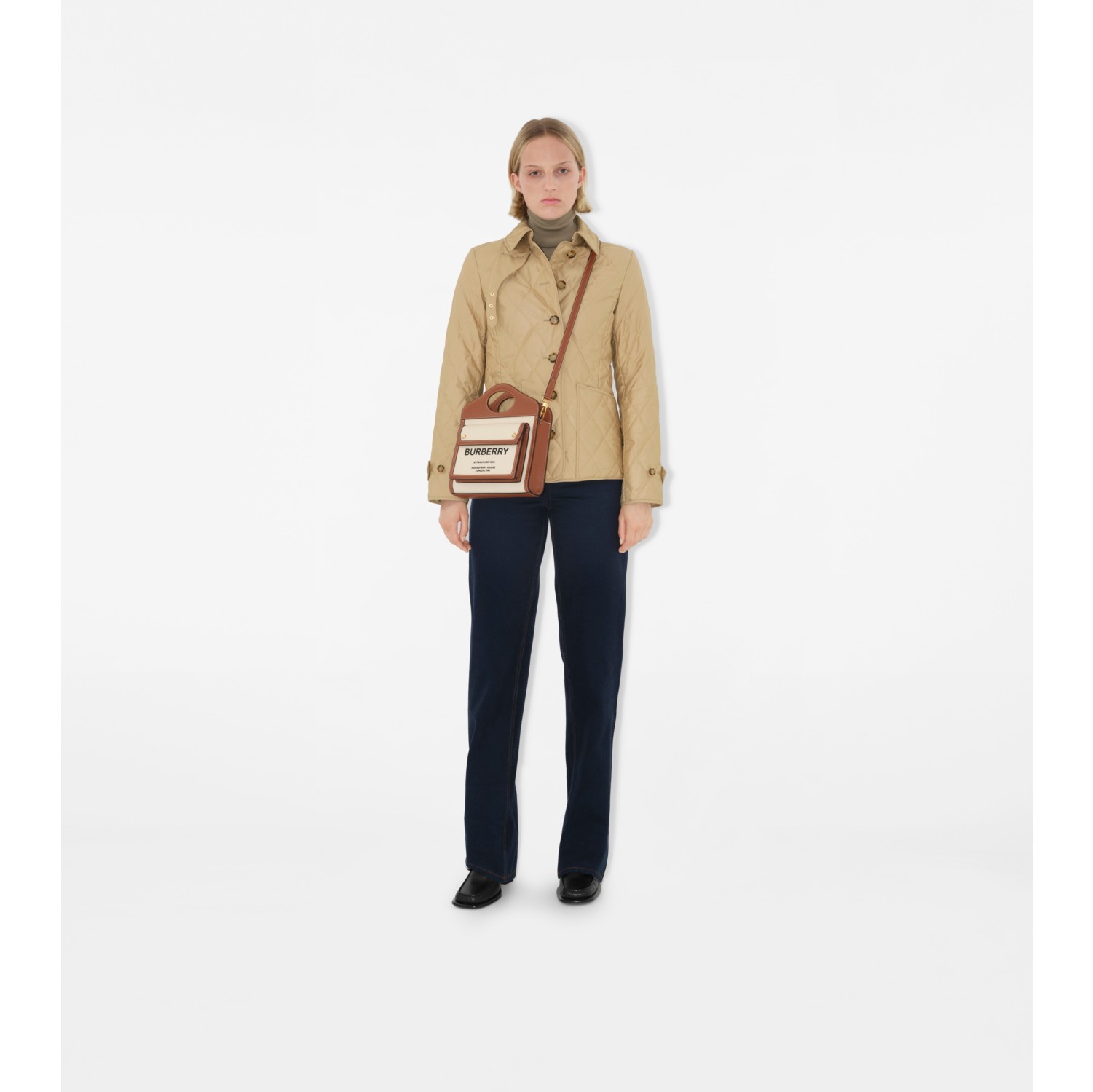 Mini Pocket Bag in Natural/malt brown - Women, Canvas | Burberry® Official