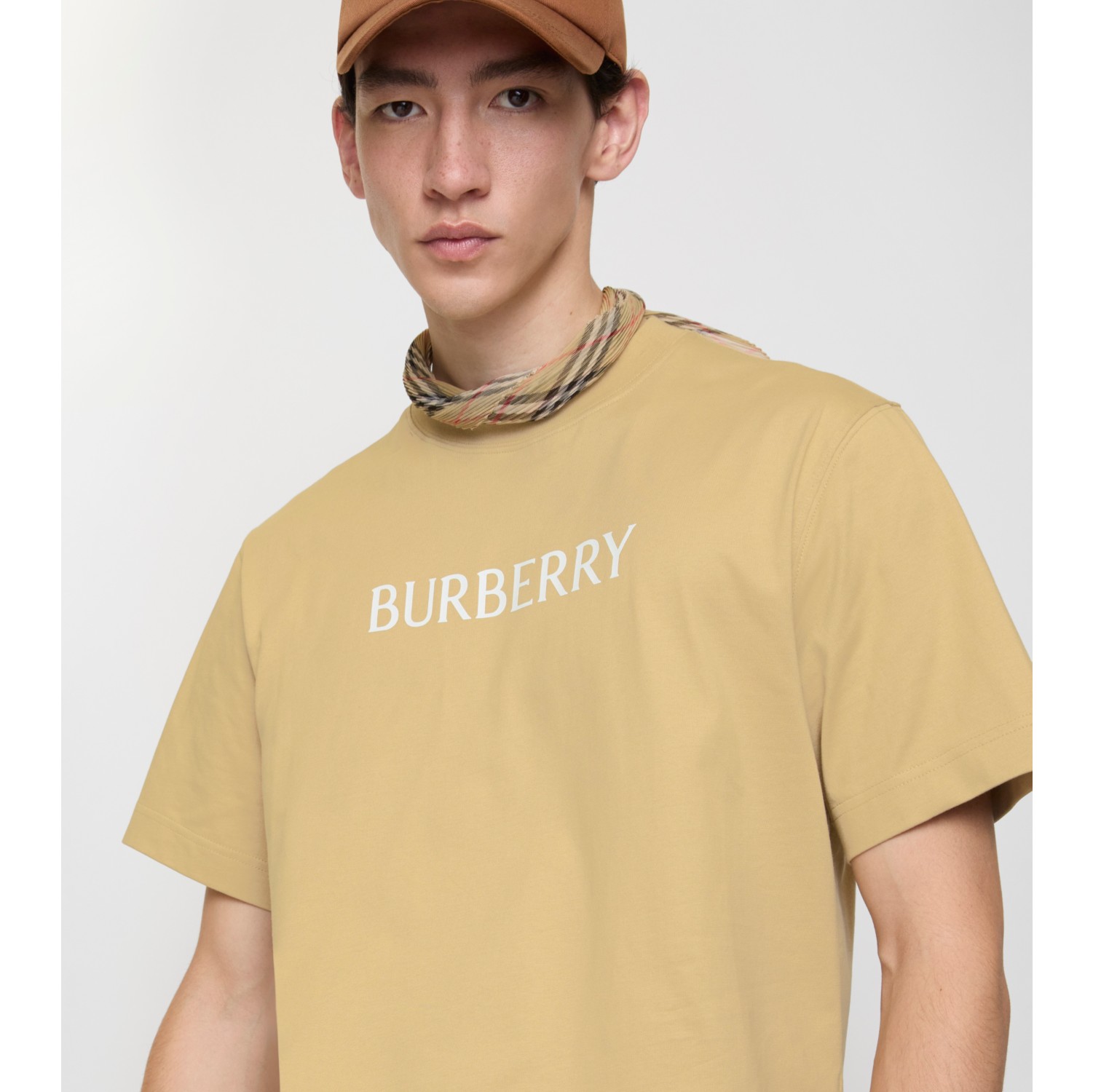 Logo Cotton T-shirt in Flax beige - Men | Burberry® Official