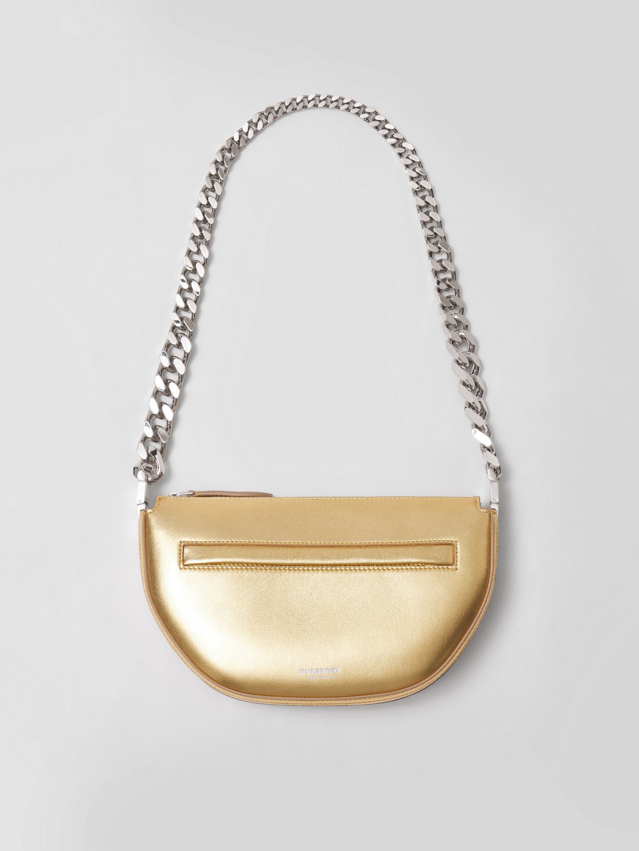 Mini Metallic Lambskin Zip Olympia Bag in Gold