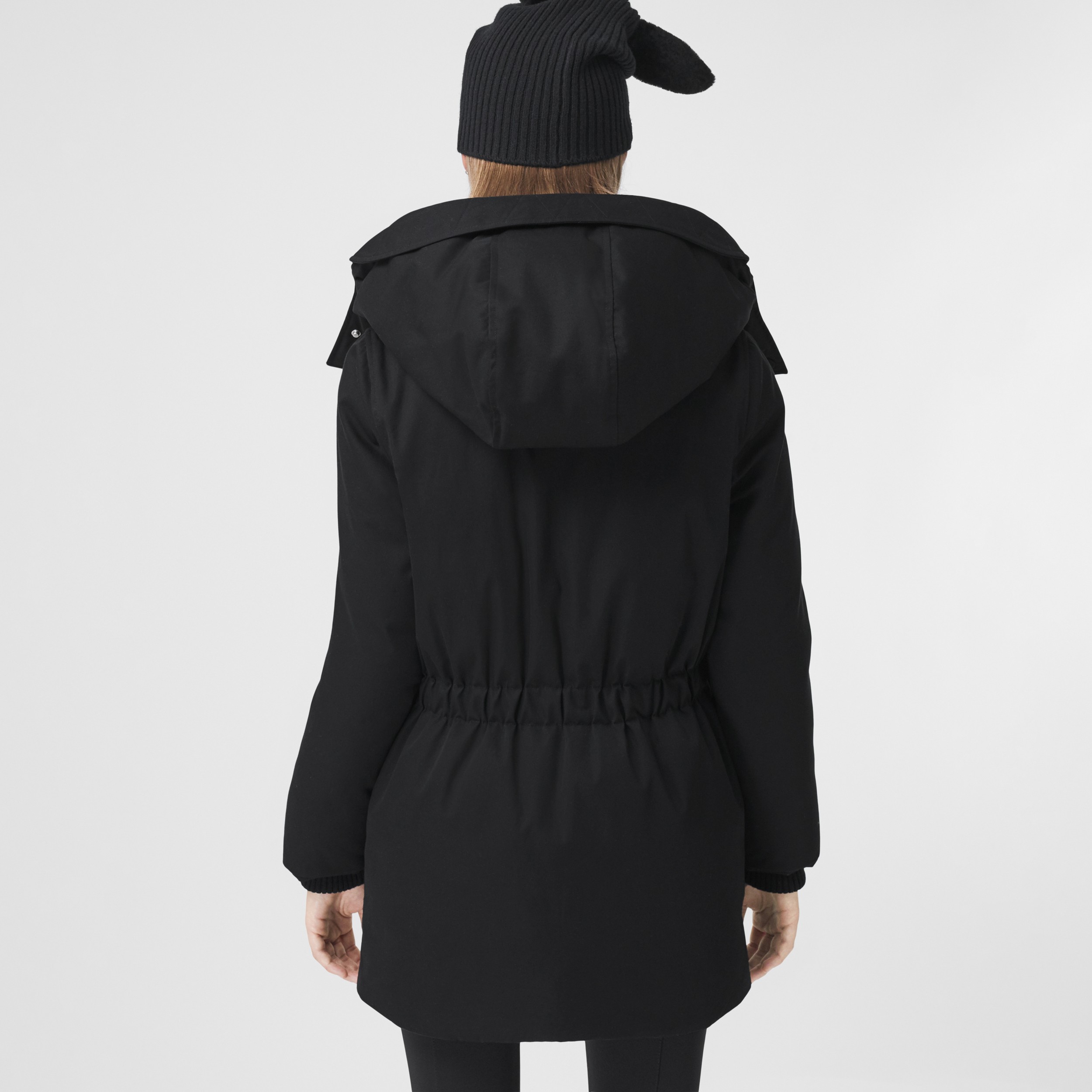 Detachable Hood Cotton Gabardine Coat in Black - Women | Burberry® Official - 3