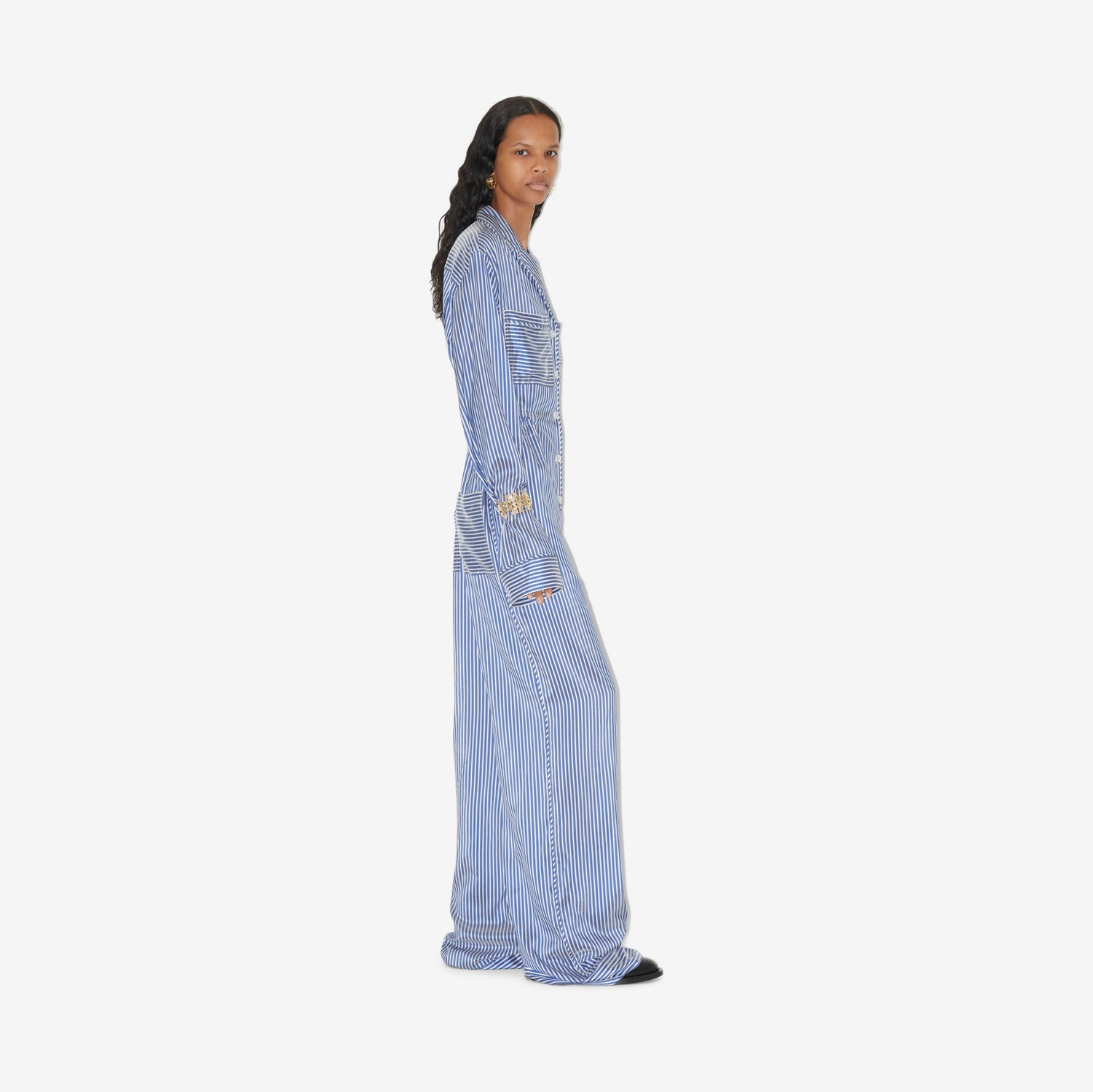 Combinaison rayée en soie (Bleu/blanc) - Femme | Site officiel Burberry®