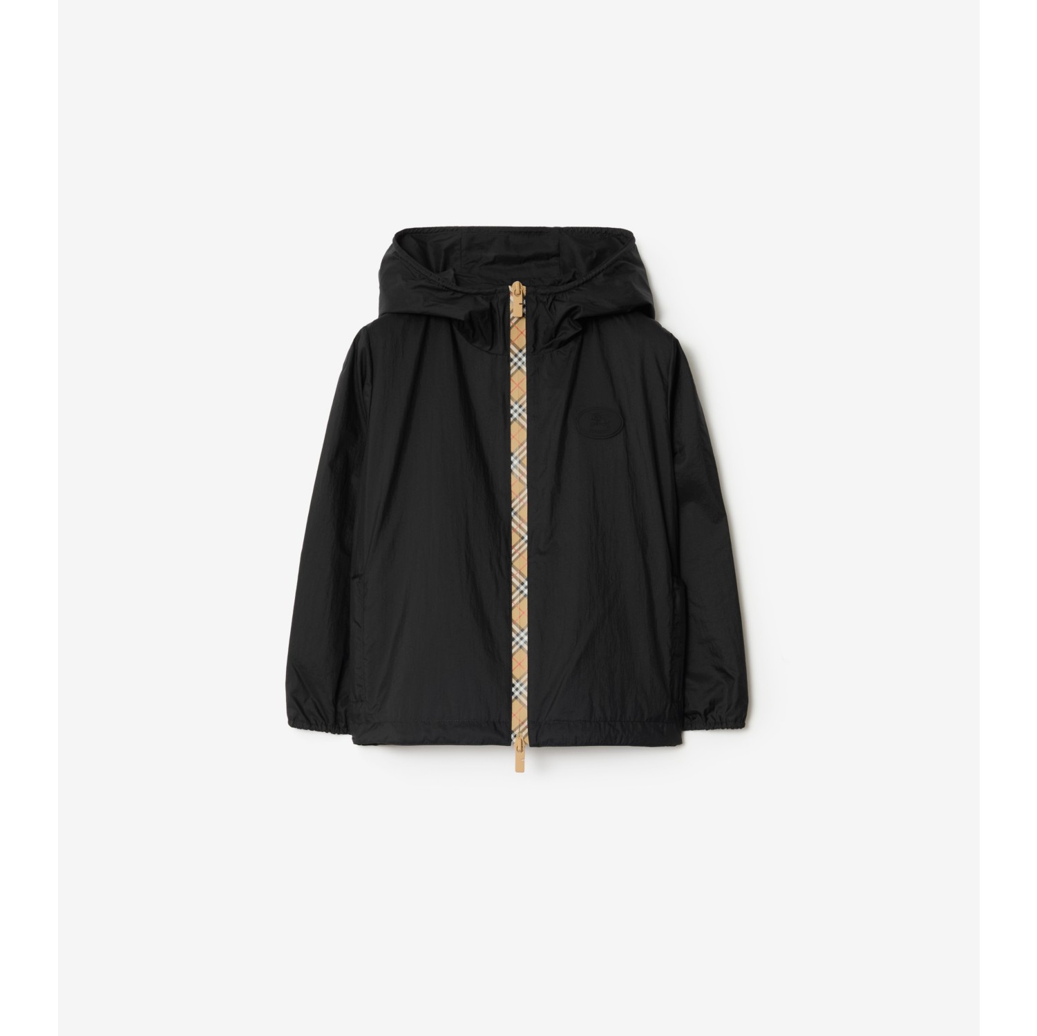 Checker-tape Nylon Hooded Jacket