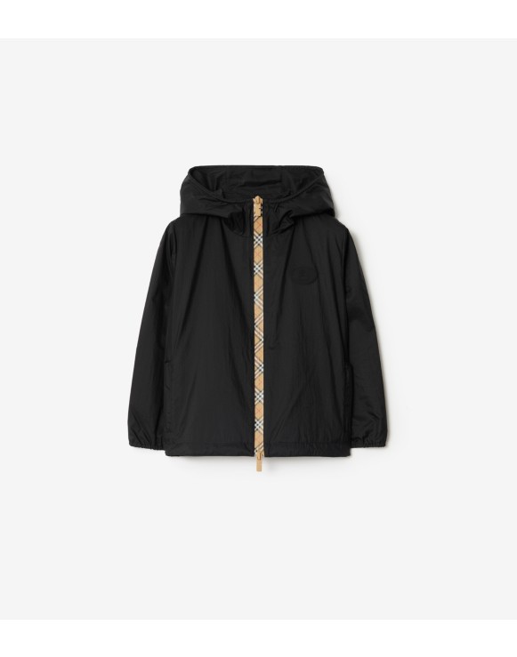 Checker-tape Nylon Hooded Jacket
