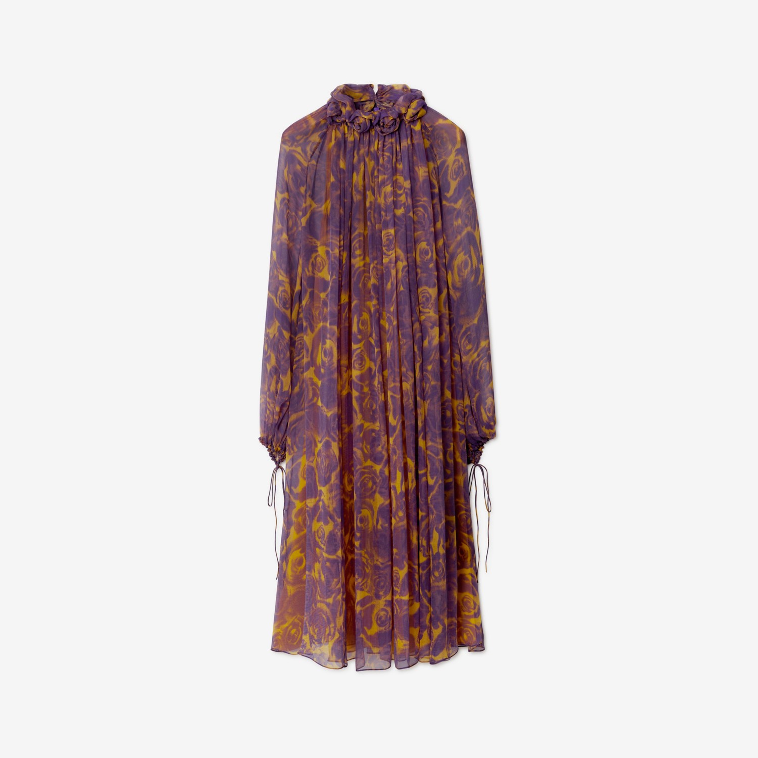 Rose Print Silk Dress in Pear - Women | Burberry® Official