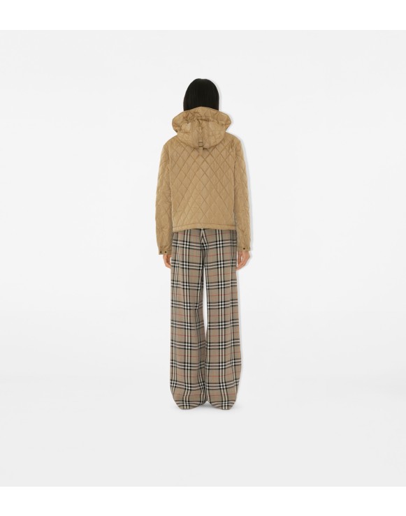 Cropped Quilted Nylon Hooded Jacket