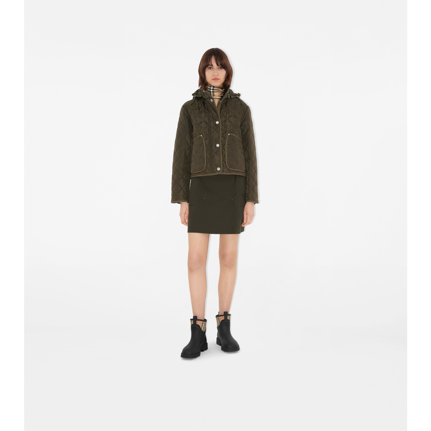 Cropped Quilted Nylon Jacket