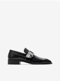 Product Shot of Men's Black Leather Shield Loafers