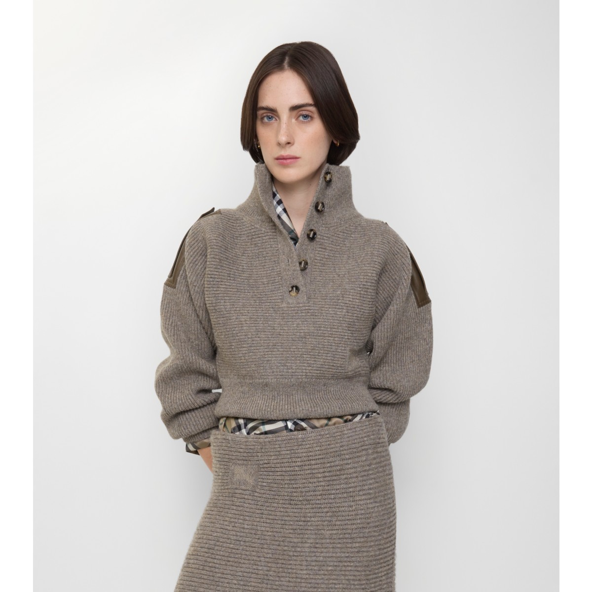  Embroidered Wool Half-button Sweater