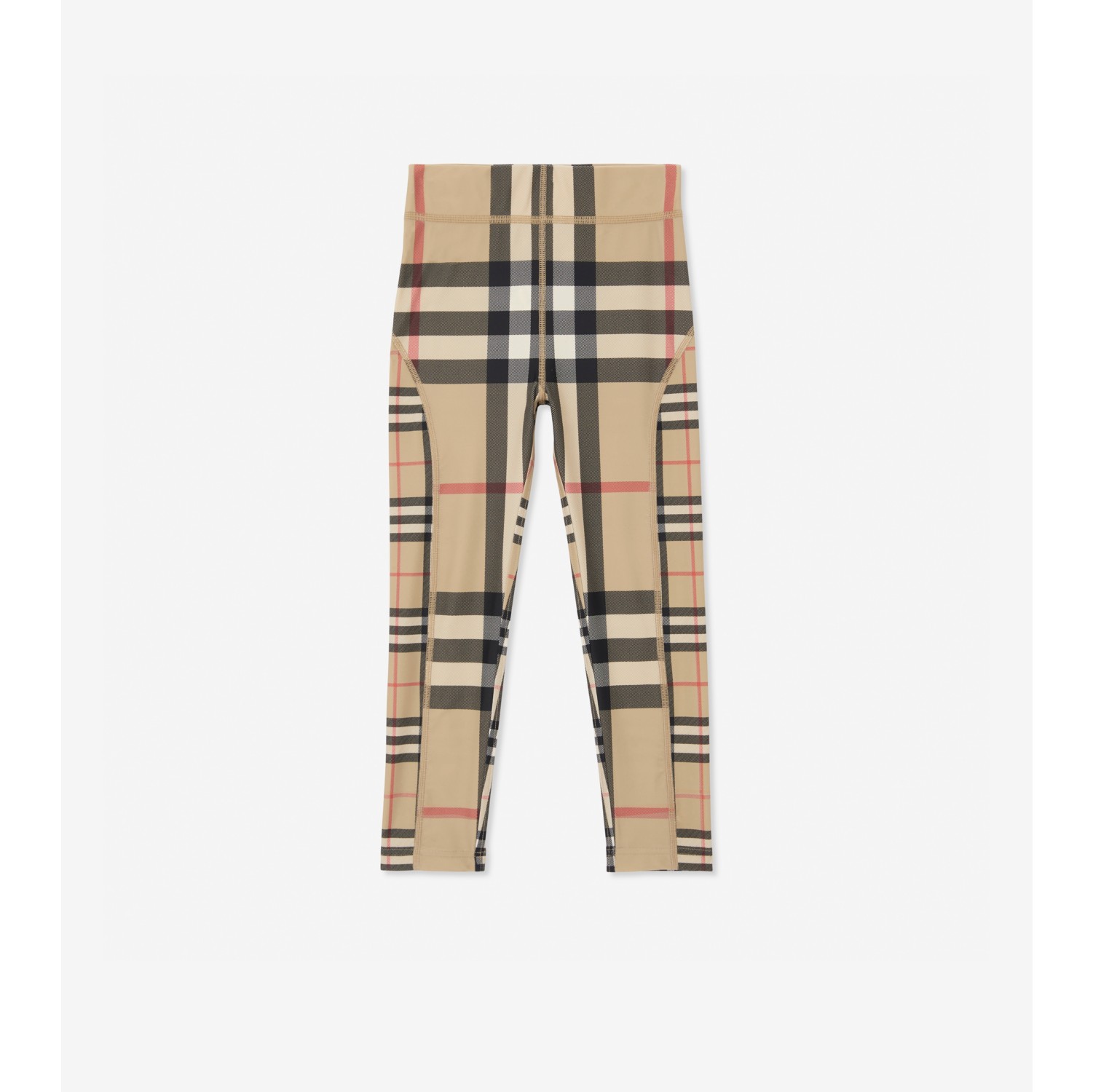 Contrast Check Stretch Jersey Leggings in Archive Beige