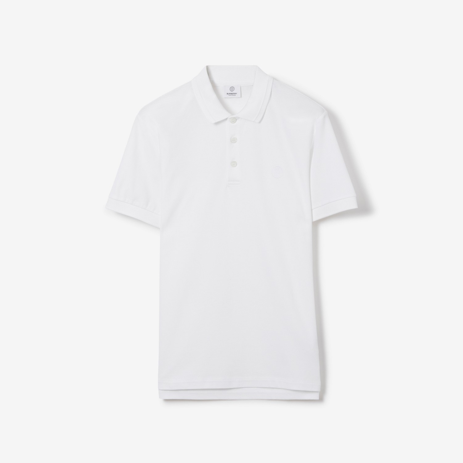 Camisa polo de algodão piquê com estampa de monograma (Branco) - Homens | Burberry® oficial